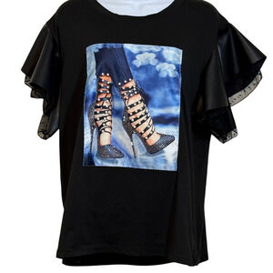 Nicole Fashion 1XL Graphic Tee, Y2K vibe, Maximalist, Edgy Glam 3D pearls